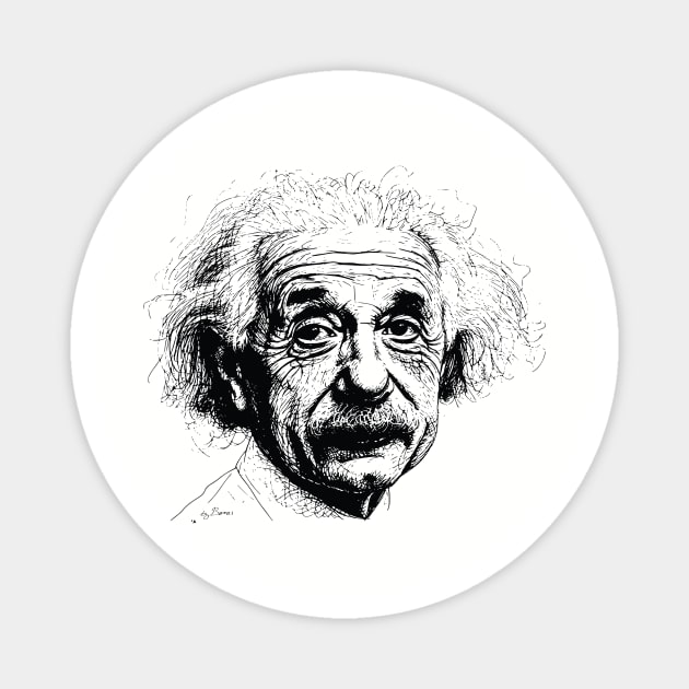 Einstein ballpoint pen drawing Magnet by byBenci